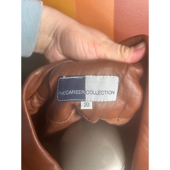 The career collection brown leather coat jacket women’s size 20 Y2K fashion - Picture 4 of 5